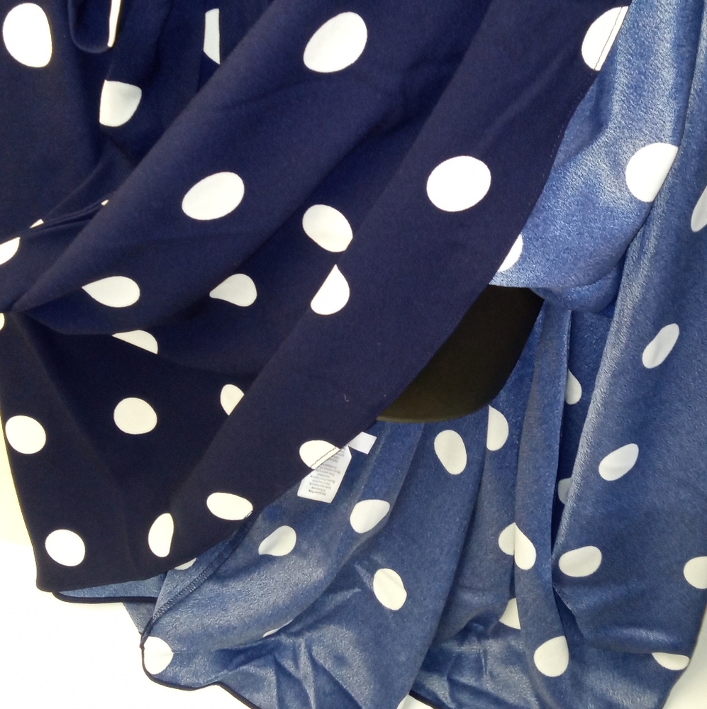 SLYN Navy and White Polka Dot Sleeveles Midi Dress 16P -NWT - Picture 7 of 11